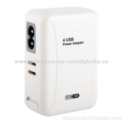 4 Easy Travel Interchangeable Plugs USB Power Adapter for Mobile Devices, 100-240V AC, 50/60Hz